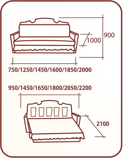 Прямой диван Аккордеон Бук 120 Радуга в Брянске - изображение 1